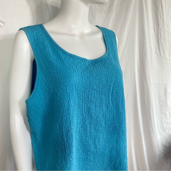 Draper’s & Damon’s 2pc Cyan Blue Crinkle Texture Blouse Set - Picture 6 of 8